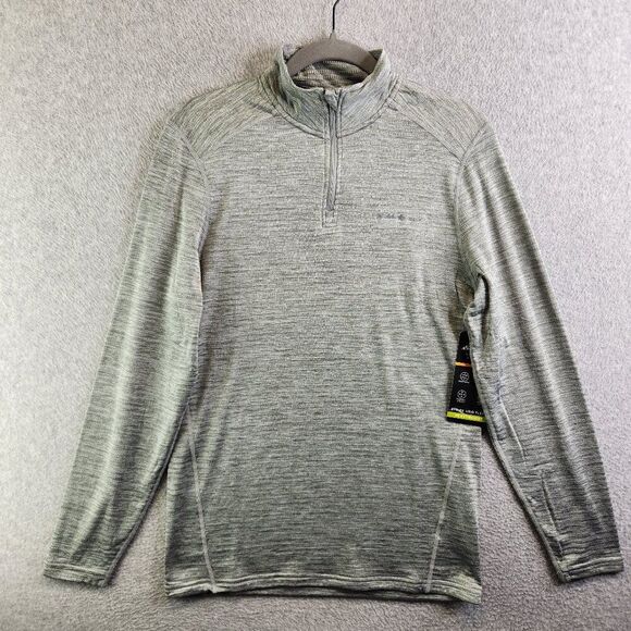 Eddie Bauer Shirt Mens S Gray 1/4 Zip Base Layer Grid Fleece Warmest Heavyweight - Picture 1 of 13